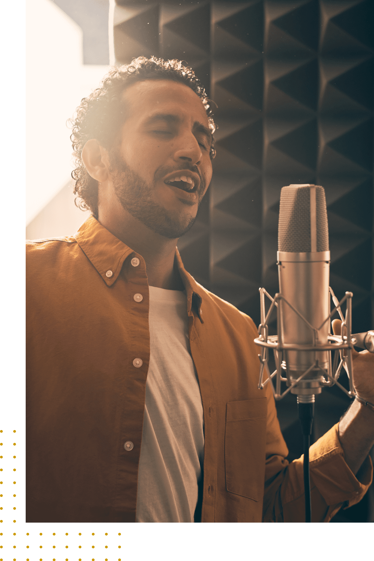 Man singing in studio